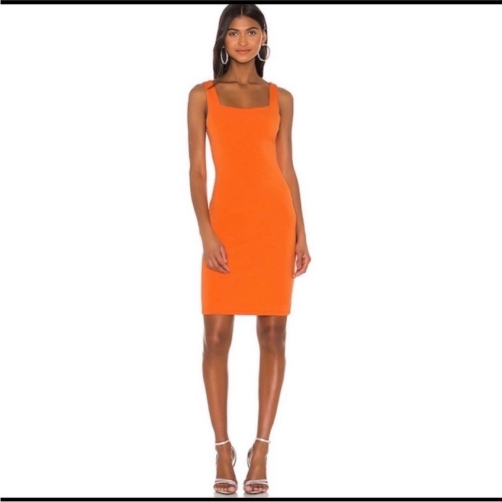 Alice + Olivia Bold Orange Mini Dress size 4 bodycon vacation minimalist sleek